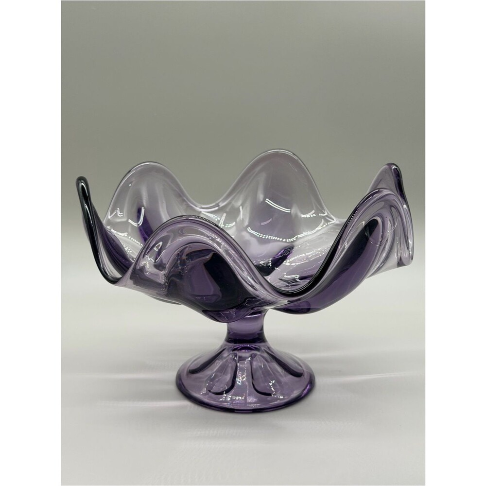 VTG 1960s Viking Glass Teaberry Lilac Epic 6 Petal Large Console Bowl Compote